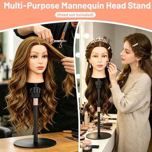 Beauty Star Heavy Duty Mannequin Head Stand, 20 Inch Adjustable Height - Image 4