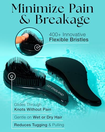 Hair Brush & Beard Detangler Brush - Unisex Detangling Brush for Men, Black - Image 3