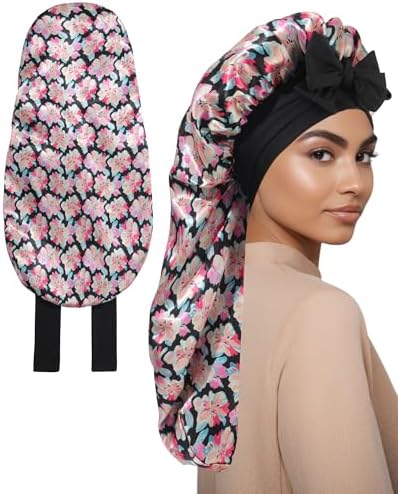 AWAYTR Reversible Long Satin Hair Bonnet for Braids Sleeping Women by AWAYTR
