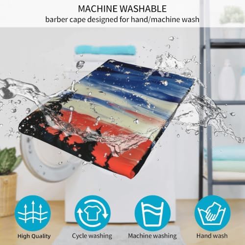 American Flag Salon Barber Cape - Professional Hairdressing Waterproof Hair Cutting Cape With Adjustable Snap Closure-Haircut Apron For Hair Stylist And Home Use-55''X66'' - Image 7