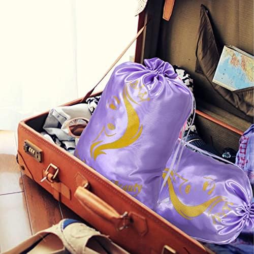 Satin Bags with Drawstring - Soft Pouches for Multiple Pieces, Bundles & Hair Extension Supplies - Home and Salon Use (6PCS Purple) - Image 6