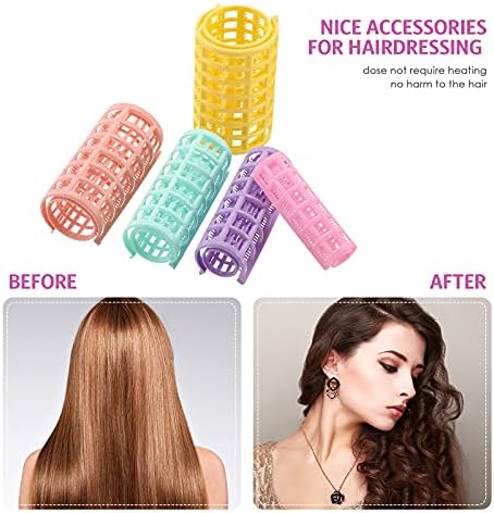 Willbond 36 Pcs Plastic Hair Roller 5 Sizes Self Grip Curlers, Bright Color - Image 4