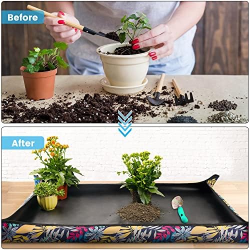 Onlysuki 2 PCS 43.5" x 29.5" Extra Large Repotting Mat for Indoor Plants Transplanting and Dirt Control Plant Gift for Plant Lovers - Image 2