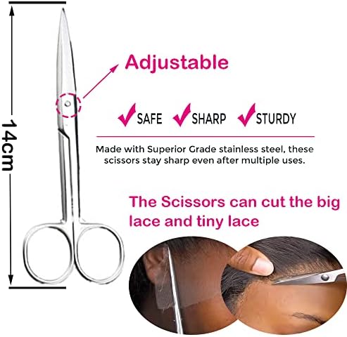 Wig Kit for Lace Front Wigs for Beginners 7Pcs, Lace Melting Elastic Band for Wigs, Edge Laying Scarf with Wig Caps, Eyebrow Razors, Tweezers, Edge Brush, Wig Grip Headband, Mini Scissors - Image 4