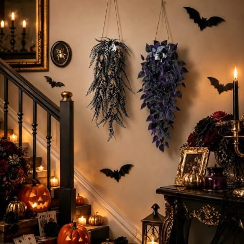 Der Rose 4 Pcs Fake Gothic Plants for Halloween Bathroom Decor Indoor - Image 2