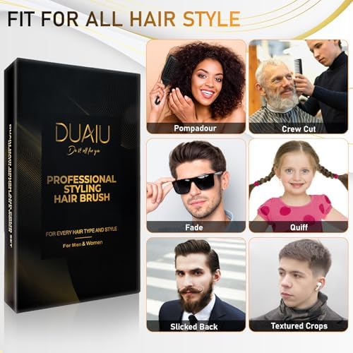 DUAIU Hair Brush Set, 5Pcs Paddle Hairbrush for Men and Women, Round Quiff and Rat Tail Wide Tooth Styling Comb and Brush Set for Curly Long Thick Thin Hair - Great on Wet or Dry Use, No More Tangle - Image 6