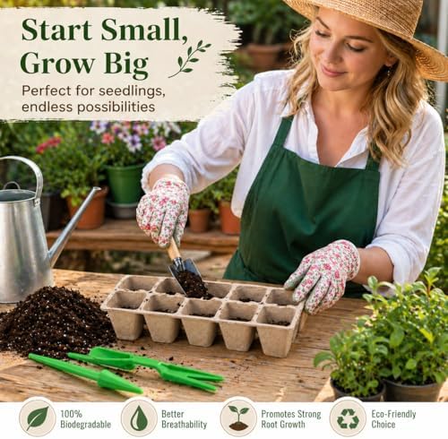 20 Pack Seed Starter Trays 10 Cell Plant Germination Tray, Seedling Starter Kit with Labels and Tools, Garden Propagation Trays for Indoor Outdoor Plants, Vegetables Flowers Herbs - Image 7