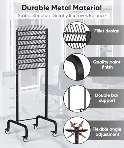 90 Pegs Braiding Hair Rack, Adjustable Metal Hair Separator Stand with Wheels, Hair Extension Holder for Hair Stylists, Braiders, Home, Salon, Beauty School, Black - Image 5
