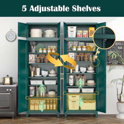 SteeLoong 90”Metal Pantry Storage Cabinet with Doors & 5 Adjustable Shelves - Image 4
