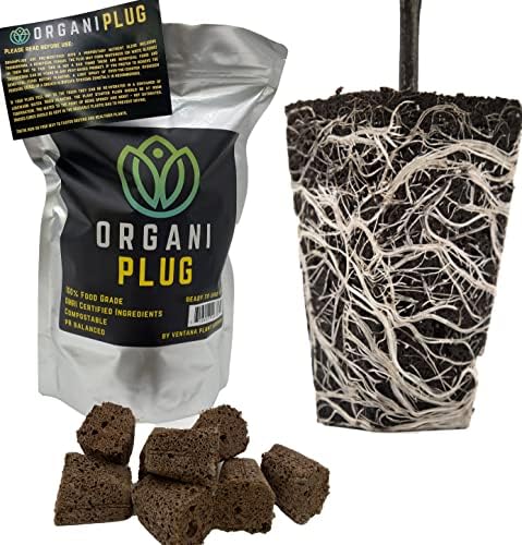 VPS OrganiPlug Hydroponic Seed Starter Plugs, 100 Pack, Rapid Root Planting Pods for Seedling, Clone, Cutting, Promotes Plant, Flower, Vegetable Growth w/Organic Soil Ingredients, Fits Standard Tray by VentanaPlantScience