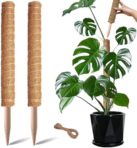 Moss Pole, 2 Pack 17 Inch Monstera Plant Support for Climbing Plants Accessories Indoor, Stackable Moss Poles Plant Support Stakes, Coir Plant Pole Sticks for Potted Plants, Pothos, Philodendron by PLANTPOLEX