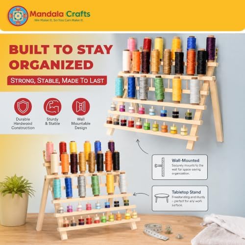 Mandala Crafts 60 Spool Pink Thread Rack Sewing Embroidery Thread Holders - Image 5