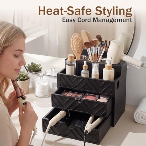 SiliFine Hair Tool Organizer with Heat Resistant Silicone Mat, Black - Image 5