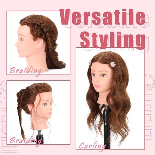 100% Human Hair 22-24" Mannequin Head for Styling with Clamp & Tools - Image 5