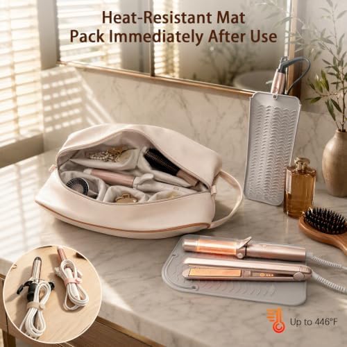 Hair Tools Travel Bag 5-Piece Set, Beige - Image 6