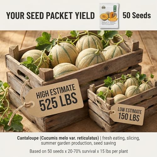 50 Hale's Best Cantaloupe Seeds for Planting - Sweet Aromatic Heirloom, Non-GMO, USA Grown by RDR Seeds - Image 2