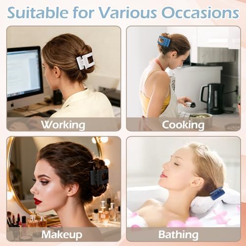 French Flat Hair Clips for Women 6pcs Hair Claw Clips for Thick or Thin Hair Matte Claw Clips for Girls Barrettes Non-Slip Strong Hold Hair Accessories for Women (Blue) - Image 7