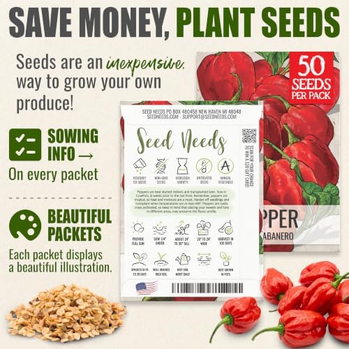 Seed Needs Red Habanero Hot Pepper Seeds to Plant Vegetables - 2 Packs - Image 3