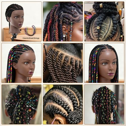 20"- 22" Mannequin Head with 100% Human Hair, Cosmetology Manikin Doll Head Real Human Hair Mannequin Head for Braiding Hairstylists Cosmetology Students Practice Styling with Free Clamp Holder - Image 6