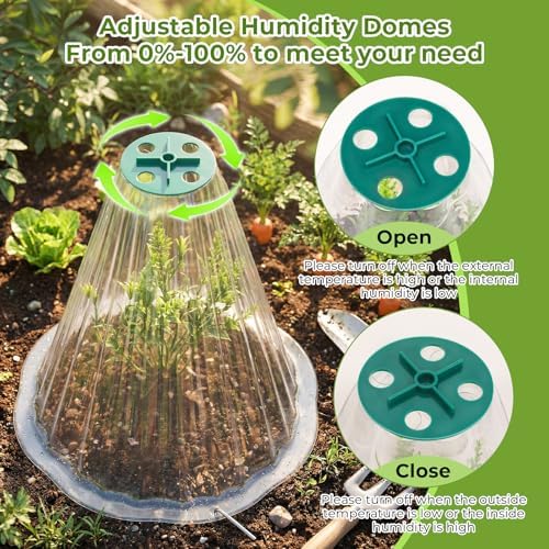 Cloches for Plants, Transparent Plant Covers, Garden Cloches with Humidity Domes, Securing Pegs and Plant Labels, Reusable Plant Protectors from Animals Plant Bell Cover (Transparent-50pcs-S) - Image 4