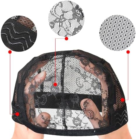 1 Pc Black Lace Mesh Weaving Wig Cap Silicone Grip Elastic Band Wig Cap with Removable Adjustable Silicone Nonslip Wig Band for Making Wig Keeping Wig in Place - Image 6
