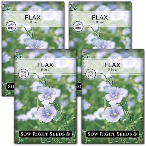 Sow Right Seeds-Blue Flax Seed for Planting Perennial Wildflower Garden 4pk by SowRightSeeds