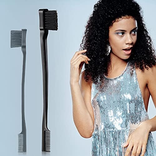 Geiserailie 3 Pcs Slick Back Hair Brush Set Bristle Brush, Black - Image 6