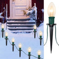 SUNSGNE Christmas Pathway Lights Outdoor - 38FT Vintage Christmas Lights with 25 C9 Clear Bulbs and 25 Plastic Stakes for Walkway, Sidewalk, Lawn, Path, Garden Decor by SUNSGNE