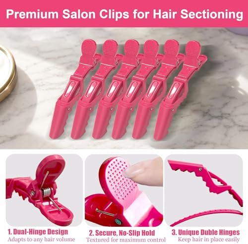30 Pack Alligator Hair Clips, Sectioning Clips for Salon Coloring, Cutting & Styling, Durable Plastic Barber Hairdressing Tools, Strong Grip Crocodile Clips for Women Men Kids (Hotpink) - Image 3