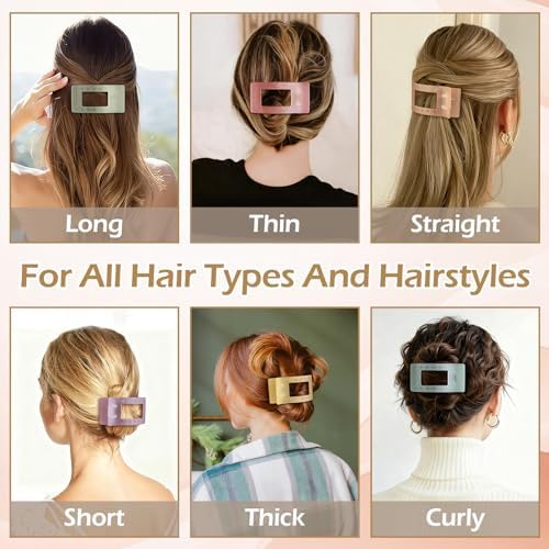 French Flat Hair Clips for Women 6pcs Hair Claw Clips for Thick or Thin Hair Matte Claw Clips for Girls Barrettes Non-Slip Strong Hold Hair Accessories for Women (Ice Cream) - Image 6
