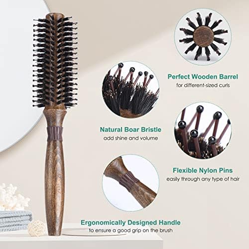 Round Brush for Blow Drying, LORSEX Boar Bristle Hair brush for Women Men, Round Hairbrush for Add Shine/Volume, Minimize Damage (2 Inch) - Image 2