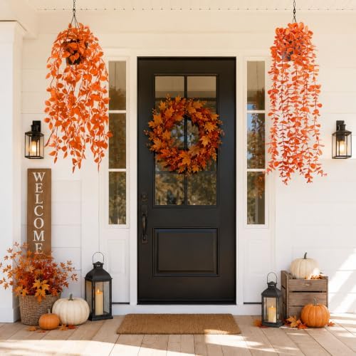 Der Rose 2Pcs Fake Fall Hanging Plants for Home Bathroom Wall Outdoor - Image 3