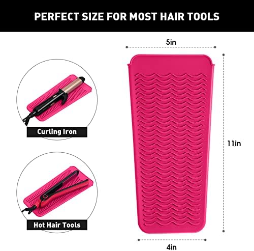 ZAXOP 2 Pack Heat Resistant Silicone Mat Pouch for Flat Iron, Curling Iron,Hair Straightener,Hair Curling Wands,Hot Hair Tools (Mintgreen-Hotpink) - Image 2