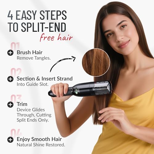 Split-Ender Pro 2 - Original Professional Beauty Tool - Cordless Split End Hair Trimmer for Damaged, Dry, Brittle, Frizzy, Curly or Straight Hair (Black) - Image 6