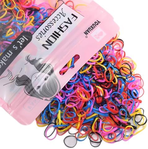 Youxuan Kids Elastics No Damage Colored Hair Bands Fashion Girls Hair Ties 1000 Count Small Size by YOUXUAN