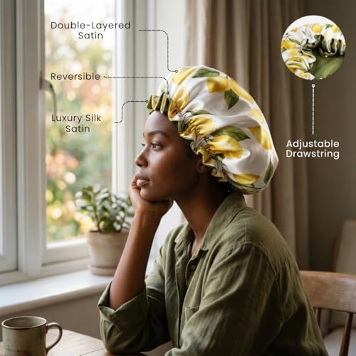 Silk Satin Hair Bonnet for Sleeping Reversible - Image 3
