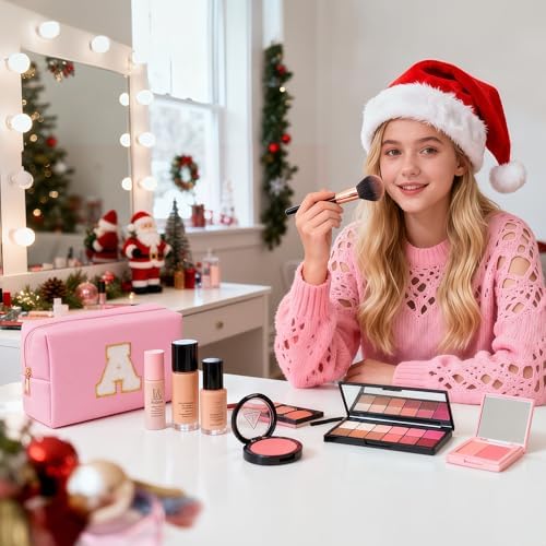 TOPEAST Gifts for Friends Female Mom, Cute Makeup Bag Small Pink Cosmetic Bag Travel Toiletry Bag, Personalized Birthday Gift for Women Girl, Preppy Travel Stuff for Girls (Pink C) - Image 2