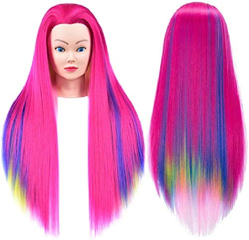 headdoll Training Head 26-28 Inch Mannequin Head Hair Styling Manikin Cosmetology Doll Head Hairdressing for Styling Dye Cutting Braiding Practice Head Synthetic Fiber Hair and Free Table Clamp Stand - Image 2