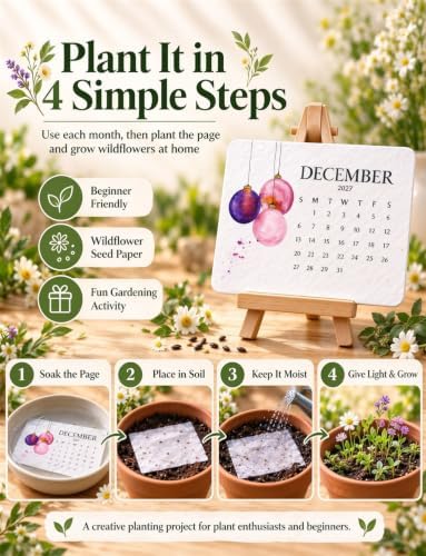 2027 Plantable Seed Calendar with Stand, Eco Wildflower Desk Planner Gift - Image 3