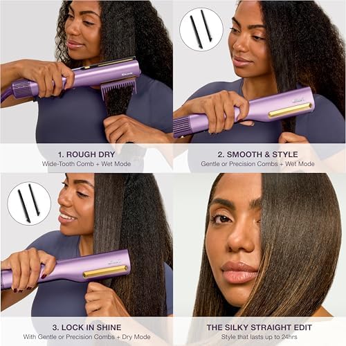 Shark SilkiPro Air Straightener & Blow Dryer, Flat Iron, Turquoise, HT400BL - Image 5