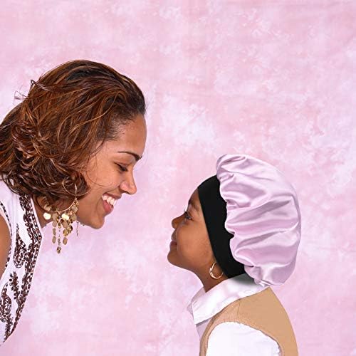 Kids Satin Bonnet Double Layer Wide Elastic Band Sleep Cap - Image 5