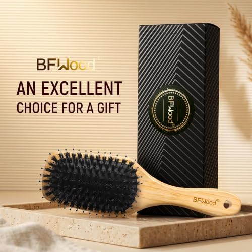 BFWood Boar Bristle Hair Brush, Paddle Detangling HairBrush for Women Men - Image 7