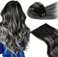 LaaVoo Clip In Hair Extensions Real Human Hair, Full Head, 22 Inch by LaaVoo