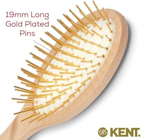 Kent ZZ Gold Plated Pin Rubber Cushion Detangler Brush for Detangling and Smoothing, Limited Edition Oval Paddle Hair Brush for Medium to Long Hair - Image 4