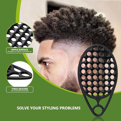 KOUPA Magic Silicone Curly Hair Brush, One Piece Twist Curl Comb for Afro Curls, Washable Hair Tool for Men Women, Black, 2 Pieces - Image 6