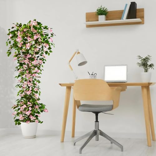 Artificial Bougainvillea Tree -6FT Faux Bougainvillea Tree with Realistic Flowers, Tall Fake Flower Tree for Indoor or Outdoor Decor, Silk Floral Plant for Living Room, Porch, Garden (Pink/White) - Image 5