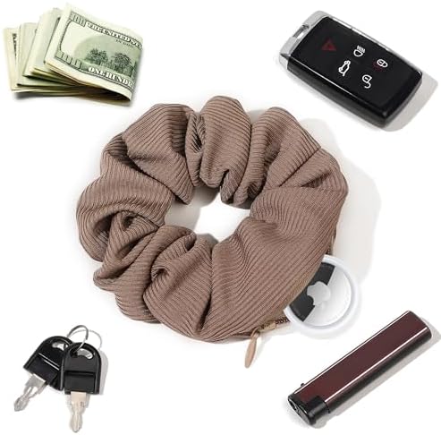 Pocket Scrunchies Hair Ties with Hidden Zipper Scrunchy Ponytail Holder - Image 4