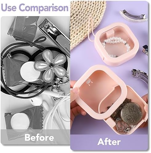 Prudiut 2-Pack Hair Tie Organizer Box for Girls Women, Pink - Image 4