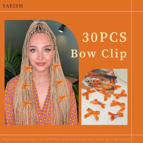 30PCS Bows for Hair Orange Halloween Bow Hair Clips Satin Small Hair Bows Mini Y2K Hair Accessories for Women Girls - Image 4