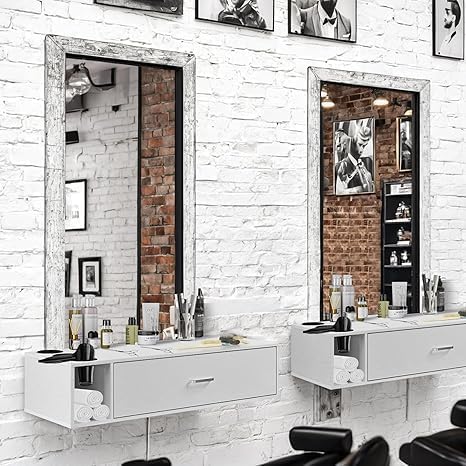 4ever2buy Wall Mount Salon Station for Hair Stylist, Hair Station with Drawer for Barber, Barber Stations for Beauty Salon Equipment with 3 Hair Dryer Holes, White - Image 7